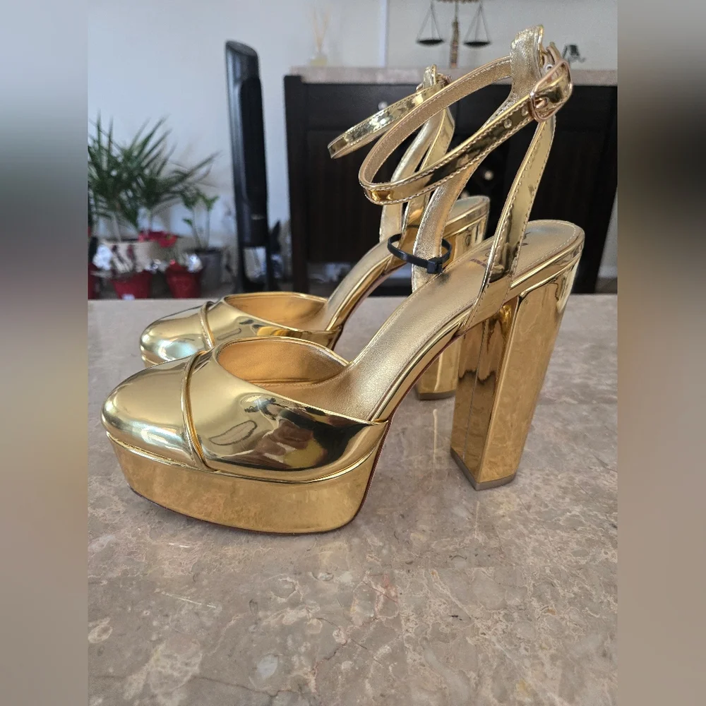 Antonio Melani x Nat Note Pia Mirror Metallic Platform Pumps. Gold (Size 10) - Picture 7 of 16